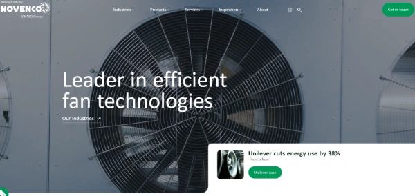 Screenshot of NOVENCO Building & Industry official website