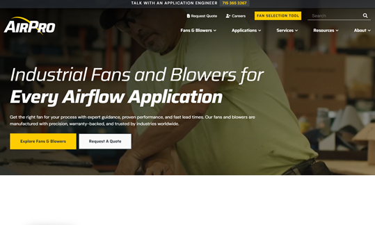 AirPro Official Website Screenshot