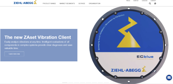 Image of ZIEHL-ABEGG Official Website Capture